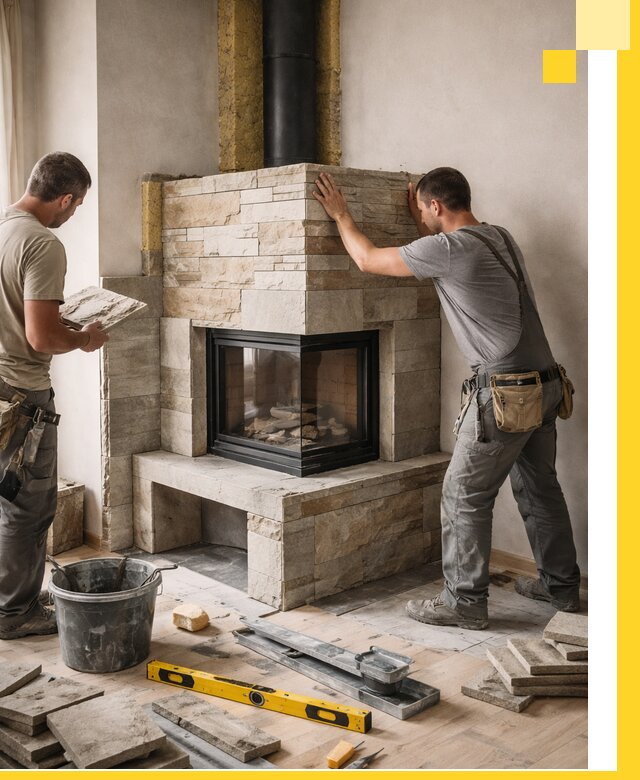 Угловые камины под ключ проект, монтаж и отделка в Армавире