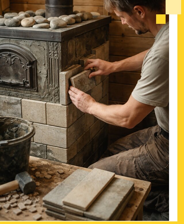 Облицовка банных печей в Армавире профессиональная отделка