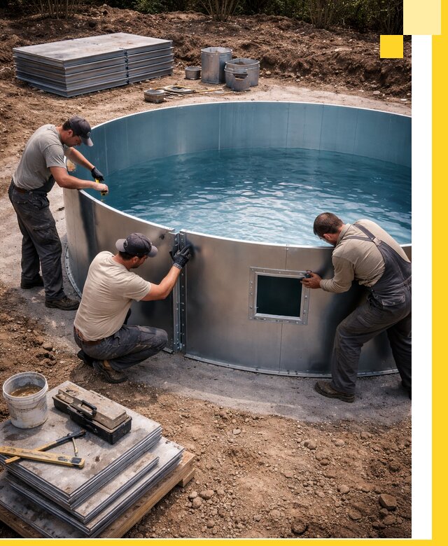 Круглые бассейны под ключ в Армавире проектирование и монтаж