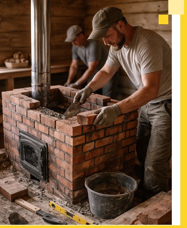 Кирпичные печи для бани под ключ в Армавире, проект и монтаж