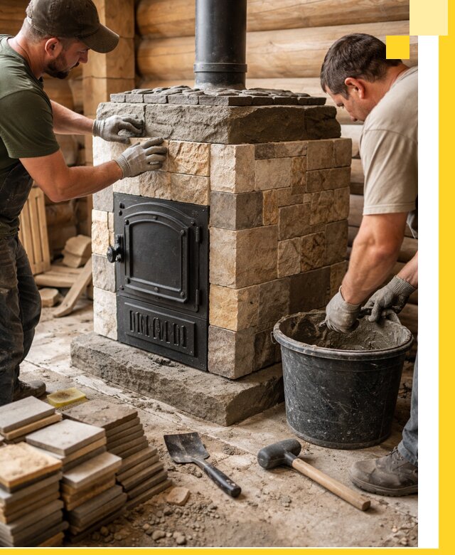 Облицовка банной печи под ключ в Армавире: камень и плитка