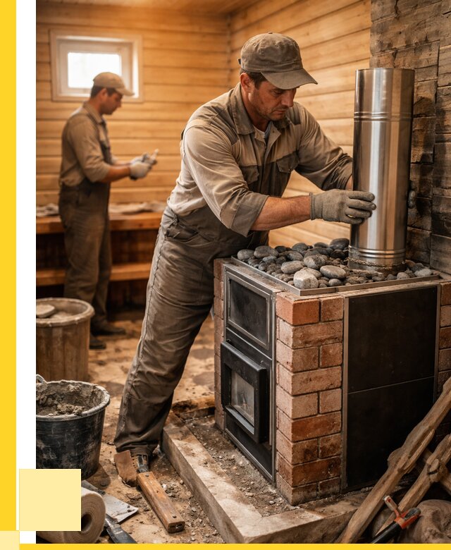 Монтаж печи в бане под ключ в Армавире от 20262 р. | ЭриданРмв