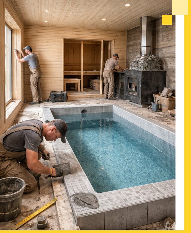 Проект бани с бассейном и сауной в Армавире под ключ