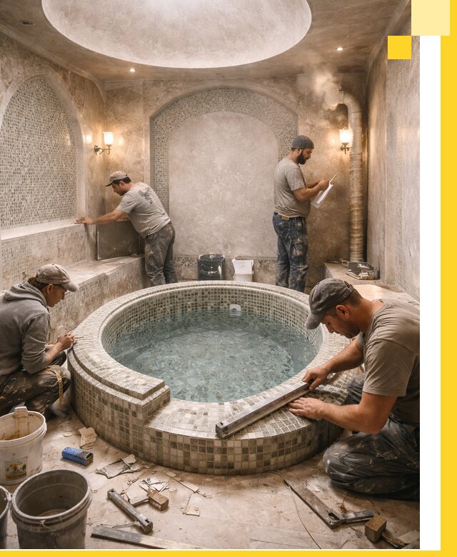 Профессиональное строительство хамама с бассейном в Армавире под ключ